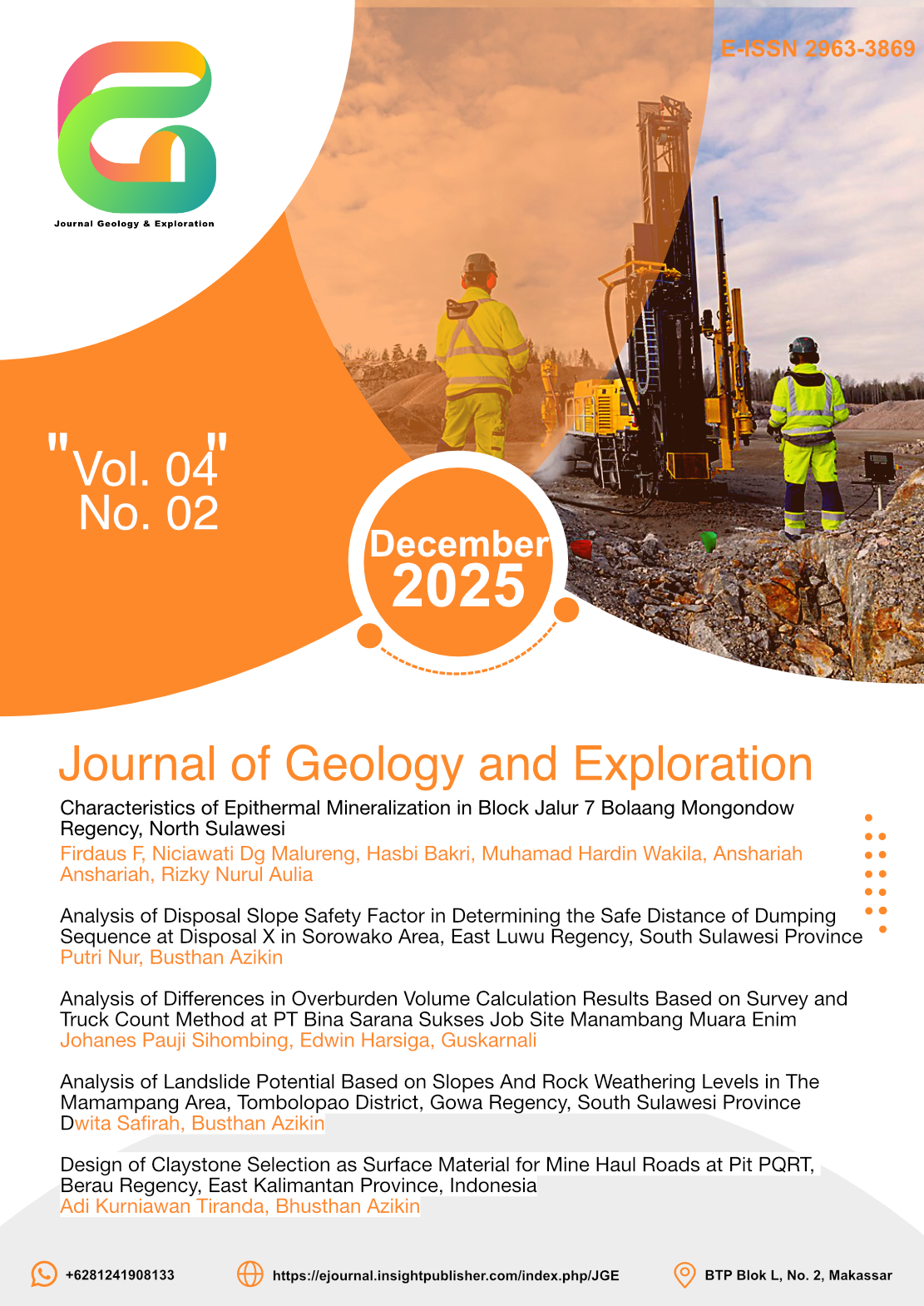 					View Vol. 4 No. 2 (2025): Journal of Geology and Exploration, December 2025
				